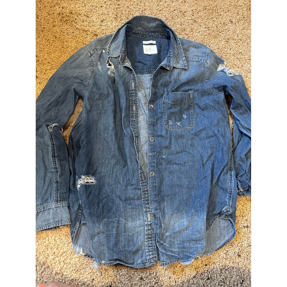 American Eagle oversized fit medium denim button up